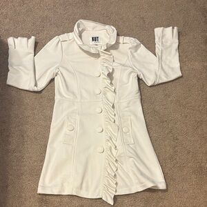 Kut from the Kloth Cream Ruffle-Front Trench Coat